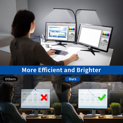 Clip-on Desk Lamp for Study, Lighting Modes, Flexible Gooseneck, Eye-Care Reading Lamp, USB Powered with Brightness
