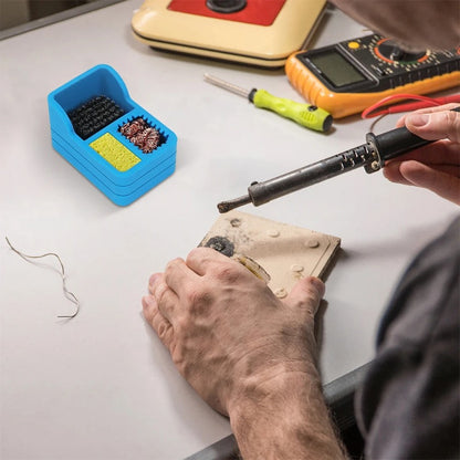 Copper Wire Sponge Steel Brush Soldering Iron Cleaning Box Tin Slag Remove Tool For Welding Head 6