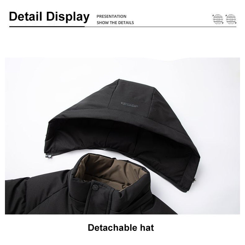 Winter Fashion Men Jacket Graphene Warm Windproof Hooded Overcoat Comfortable Casual Male Clothes 1