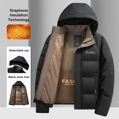 Winter Fashion Men Jacket Graphene Warm Windproof Hooded Overcoat Comfortable Casual Male Clothes 4