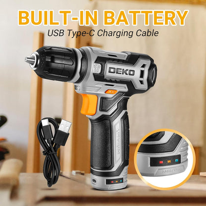 DEKO Cordless Drill Set With Rechargeable Battery Small Electric Drill With Keyless Chuck Portable  3