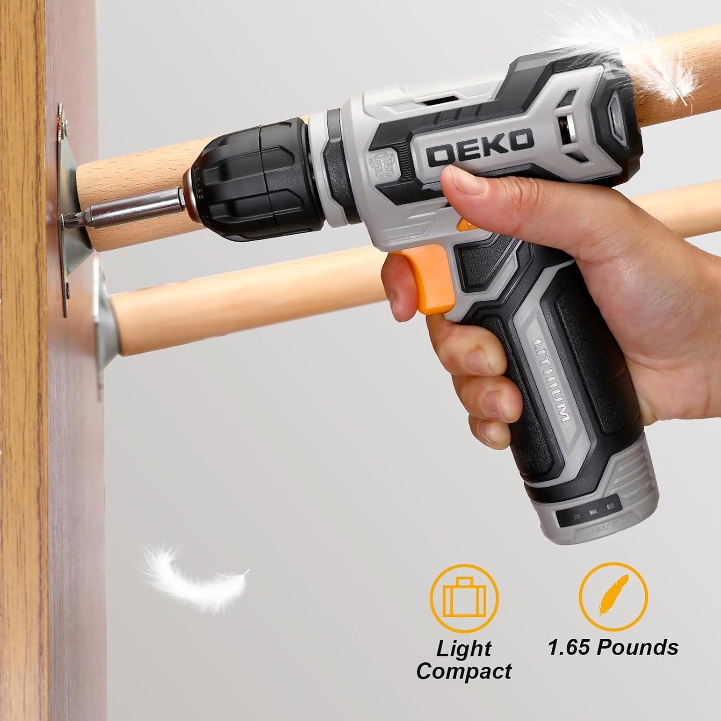 DEKO Cordless Drill Set With Rechargeable Battery Small Electric Drill With Keyless Chuck Portable  5