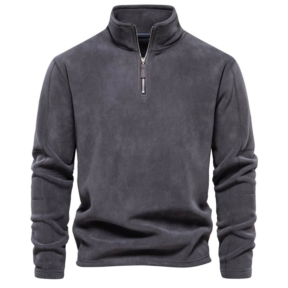 Zipper Neck Pullover Men's Sweatshirt, Soft Shell Men's Jacket, Brand Quality Thicken Warm Fleece Jacket for Men