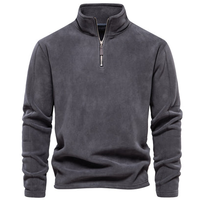 Zipper Neck Pullover Men's Sweatshirt, Soft Shell Men's Jacket, Brand Quality Thicken Warm Fleece Jacket for Men