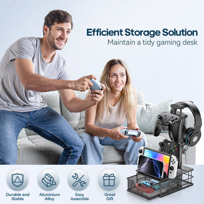 Earphone Stand Organizer, Headset & Controller Holder for Desk, Gaming PC Accessories Storage