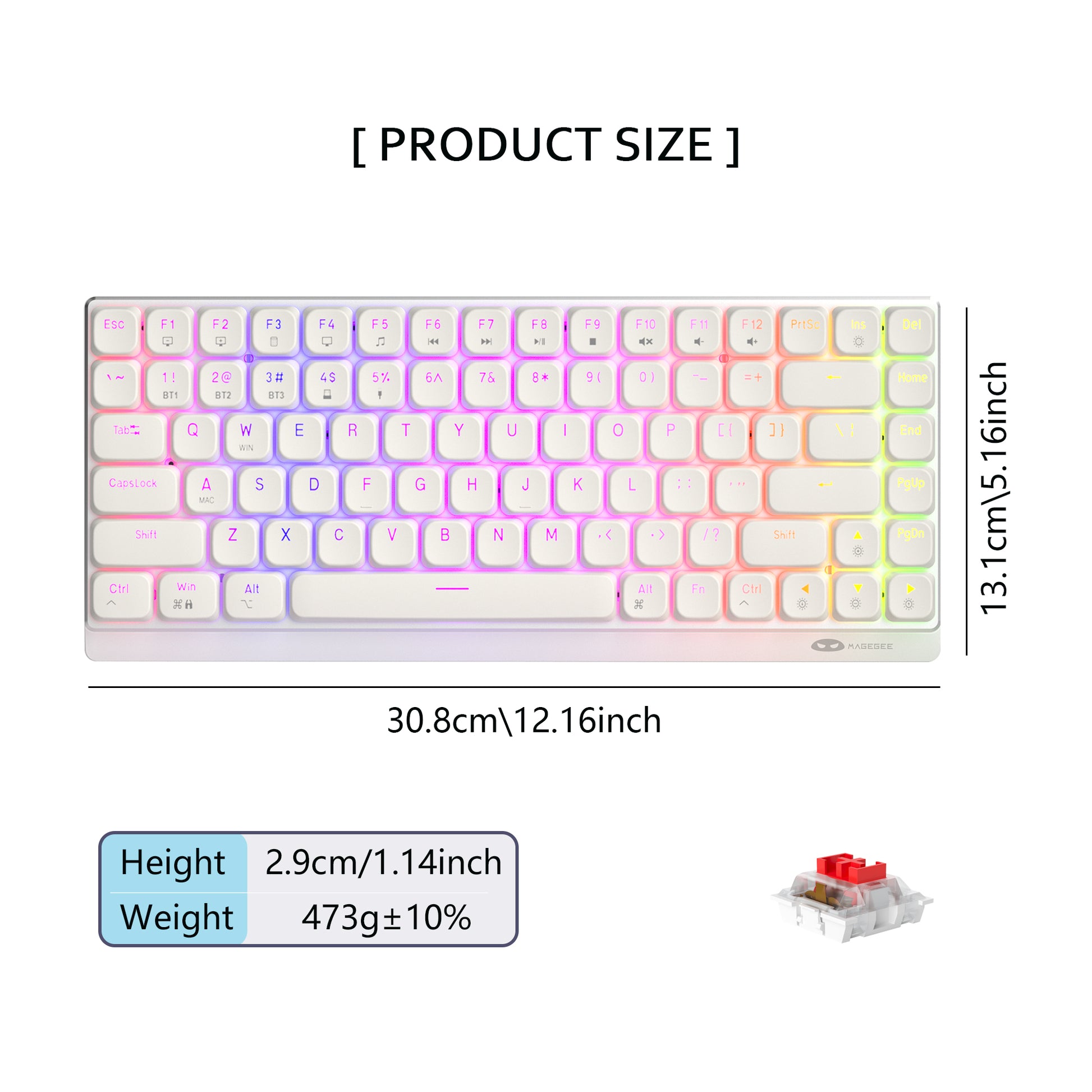 Wireless RGB Mechanical Keyboard,Bluetooth, USB-C Wired, Office White, Triple Mode for PC Laptop
