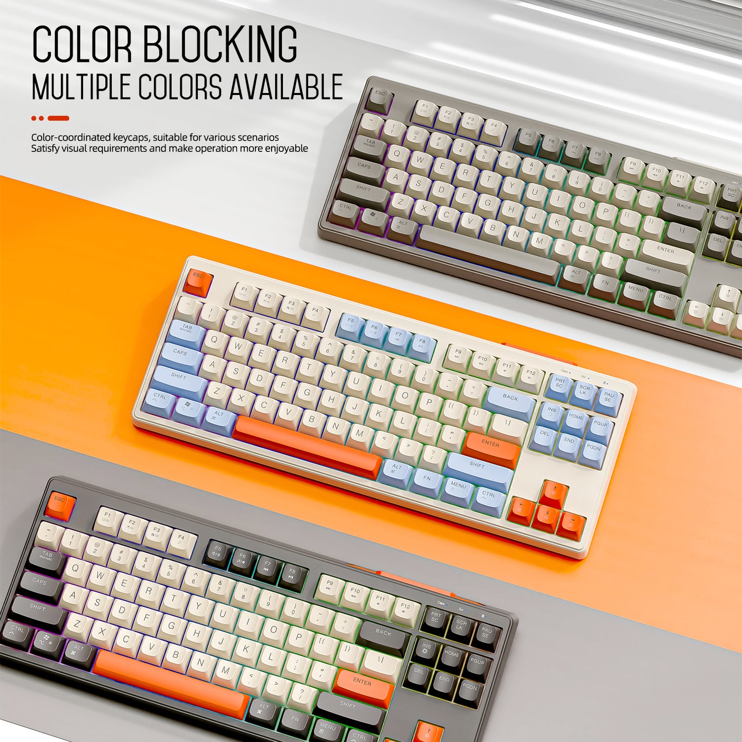 Dual Mode Bluetooth Keyboard M87 Wireless Gaming Keyboard With RGB PBT Ballcaps Silent Office Use 1