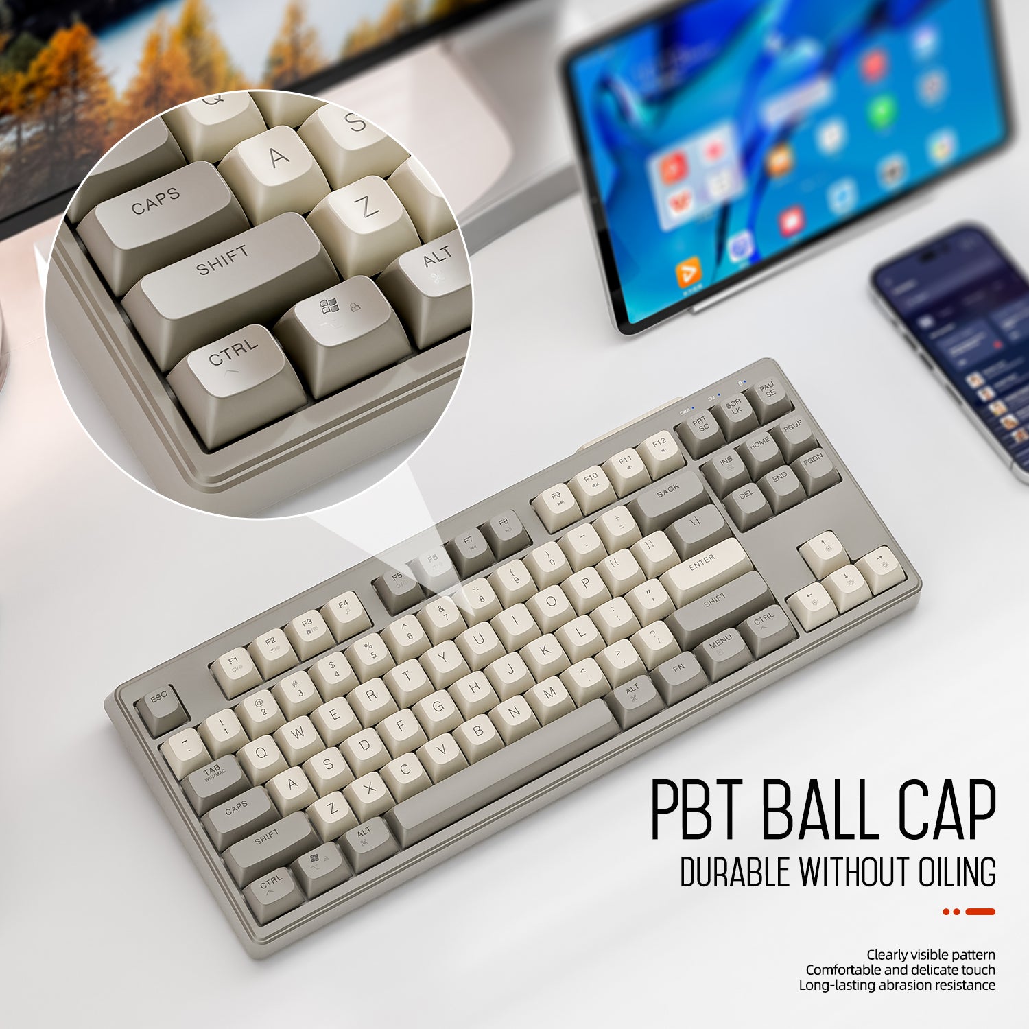 Dual Mode Bluetooth Keyboard M87 Wireless Gaming Keyboard With RGB PBT Ballcaps Silent Office Use 2