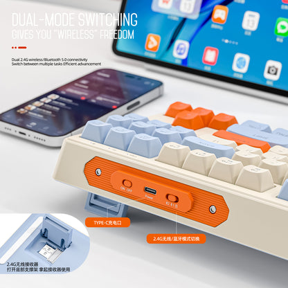 Dual Mode Bluetooth Keyboard M87 Wireless Gaming Keyboard With RGB PBT Ballcaps Silent Office Use 3