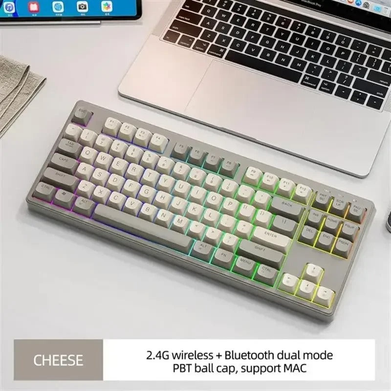 Dual Mode Bluetooth Keyboard M87 Wireless Gaming Keyboard With RGB PBT Ballcaps Silent Office Use 6