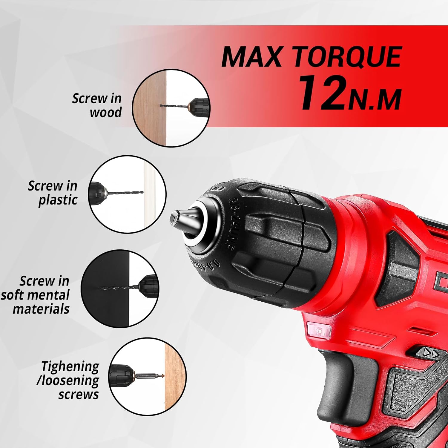 Red Cordless Drill, Multi-functional Tool Set for Women, Home DIY Tool Kit, Hand Tool Kit with Drill and Accessories