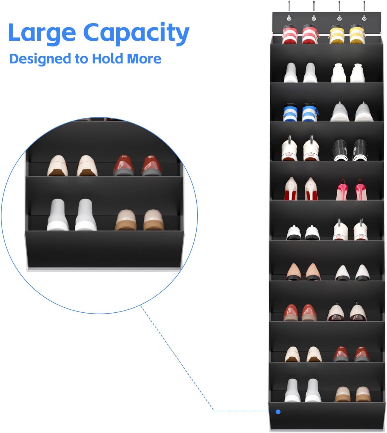 Large Over The Door Shoe Organizer Hanging Shoe Rack With Deep Pockets Ideal Door Storage Solution 1