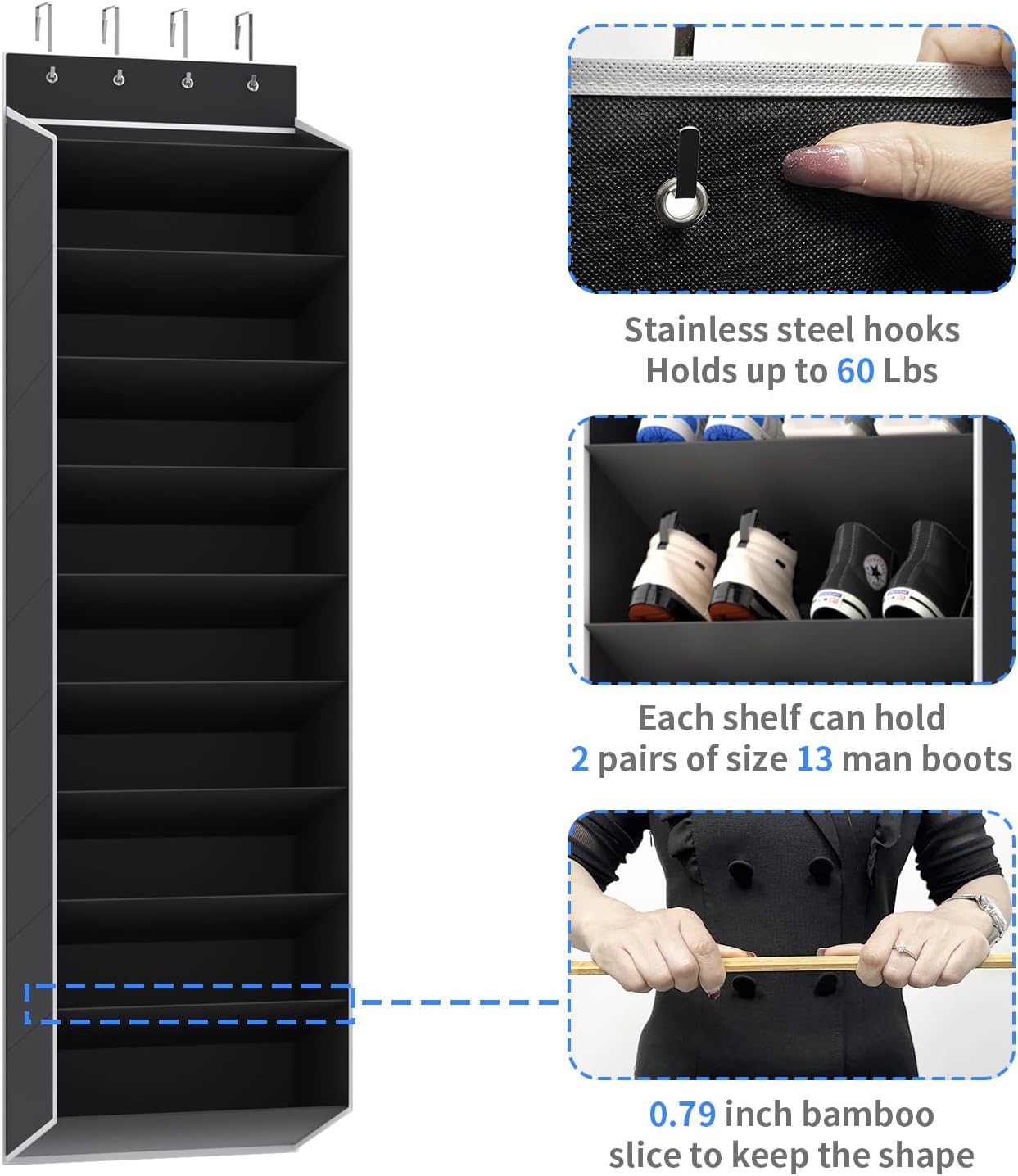 Large Over The Door Shoe Organizer Hanging Shoe Rack With Deep Pockets Ideal Door Storage Solution 2