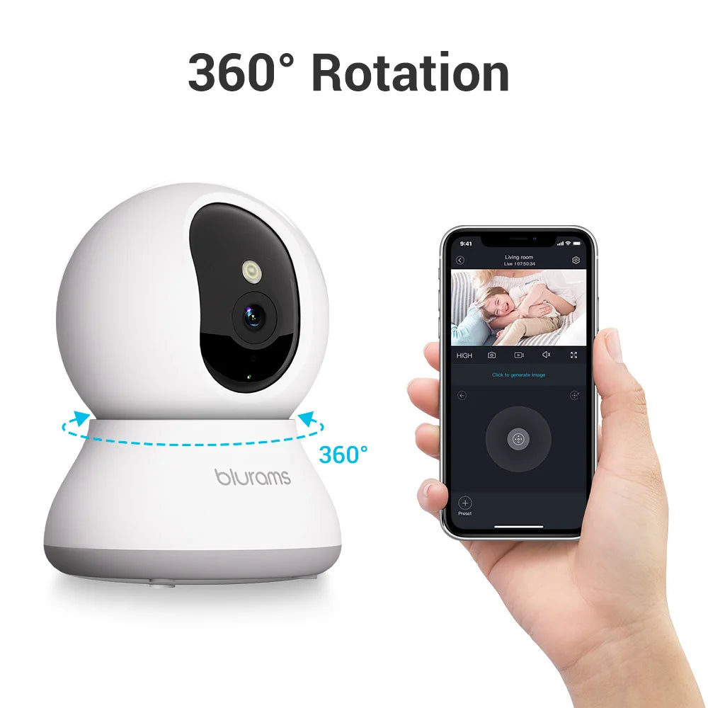 Indoor Security Camera, One-Touch Call Update for Dog Elder Monitoring