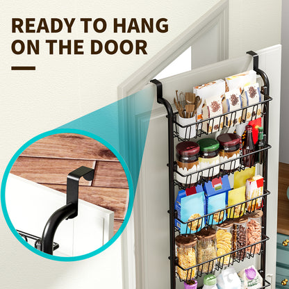 Multi Layer Door Hanging Storage Basket Punch Free Space Saving Home Organizer Black Storage Basket 1