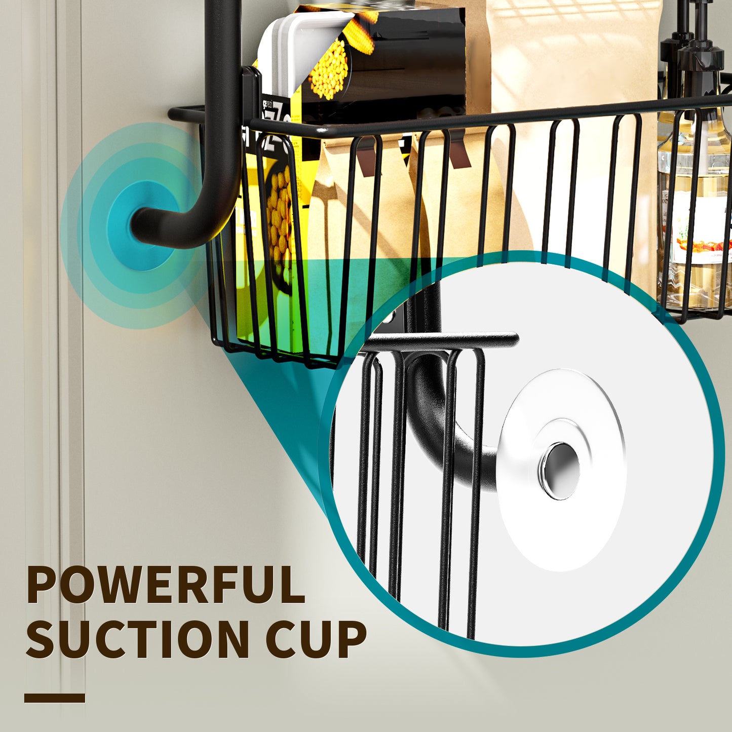 Multi Layer Door Hanging Storage Basket Punch Free Space Saving Home Organizer Black Storage Basket 5