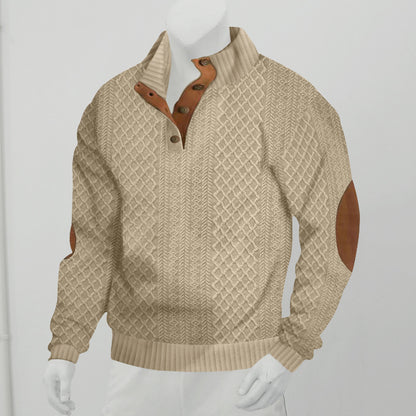 CrossBorder HotSelling Casual Jacquard Knitted Pullover Sweater For Men Autumn And Winter StandUp C 2
