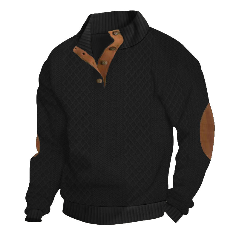 CrossBorder HotSelling Casual Jacquard Knitted Pullover Sweater For Men Autumn And Winter StandUp C 5