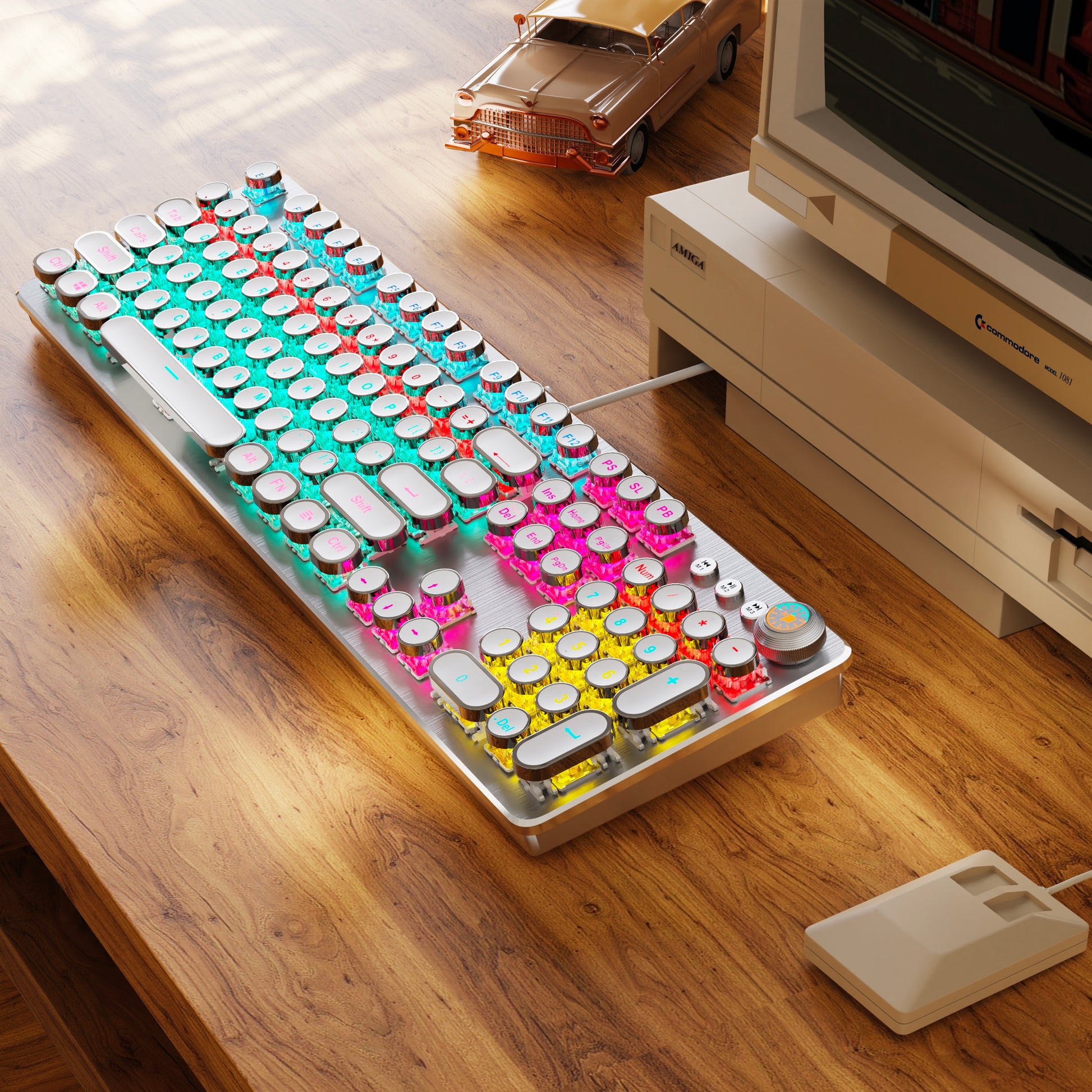 AllMetal Panel Retro Punk Typewriter Mechanical Gaming Keyboard 104 Key USB Wired For Gaming And Of 8