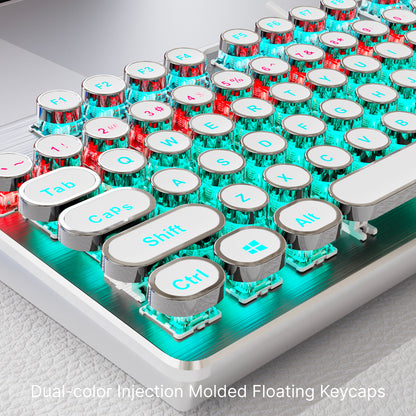AllMetal Panel Retro Punk Typewriter Mechanical Gaming Keyboard 104 Key USB Wired For Gaming And Of 9