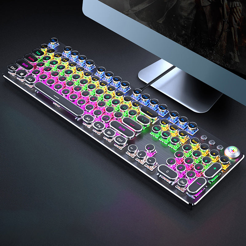 AllMetal Panel Retro Punk Typewriter Mechanical Gaming Keyboard 104 Key USB Wired For Gaming And Of 1
