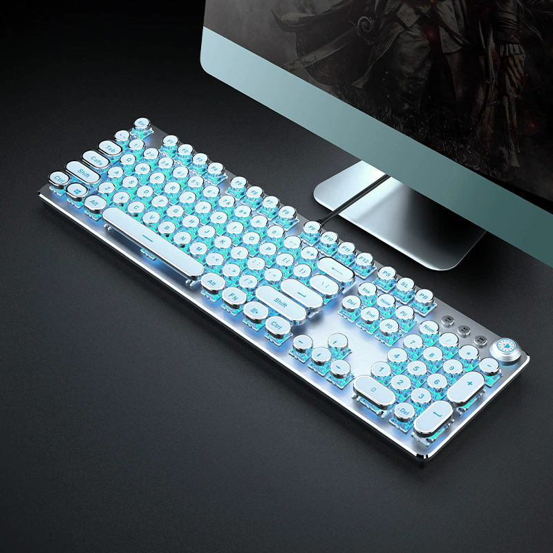 AllMetal Panel Retro Punk Typewriter Mechanical Gaming Keyboard 104 Key USB Wired For Gaming And Of 2
