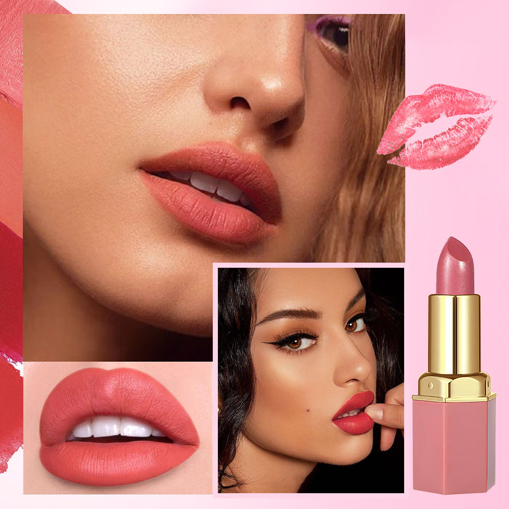 Velvet Lipstick Set Pearlescent Glitter Matte Texture Gold Bar Tube Valentines Day Gift 1