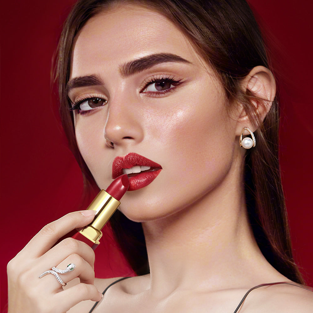 Velvet Lipstick Set Pearlescent Glitter Matte Texture Gold Bar Tube Valentines Day Gift 2