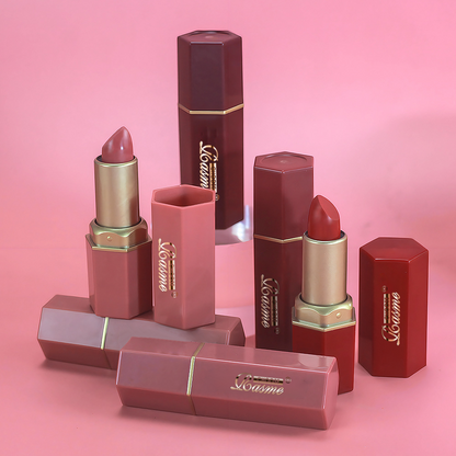 Velvet Lipstick Set Pearlescent Glitter Matte Texture Gold Bar Tube Valentines Day Gift 4