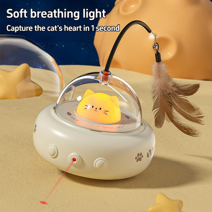 Smart Teaser Cat Toy, Electric UFO Cat Teaser Stick, With Bell Training Pet Toys, Interactive Cat Supplies