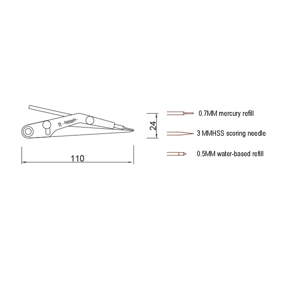 LeatherCraft Pitch Gauge Professional Nat DIY Marking Tool Silver Refill Pen Lockable Spacing Gauge 2
