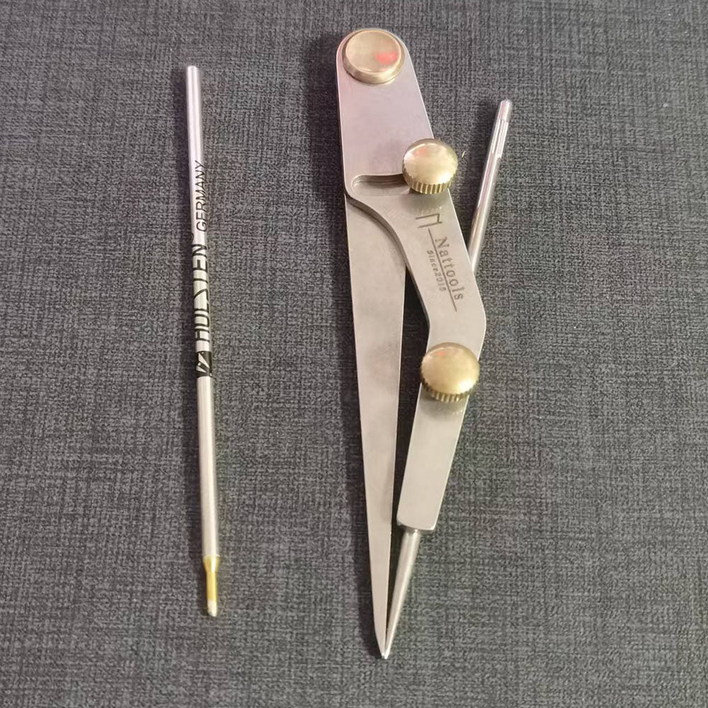 LeatherCraft Pitch Gauge Professional Nat DIY Marking Tool Silver Refill Pen Lockable Spacing Gauge 6
