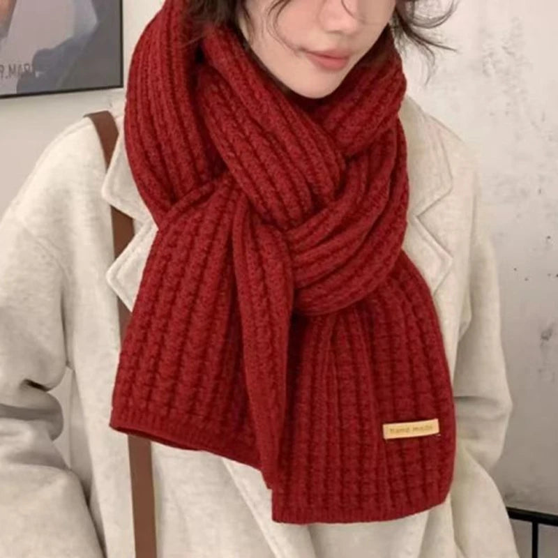 Cashmere thick chunky knit scarf for winter warmth, long and warm, suitable for travel and office use, unisex design