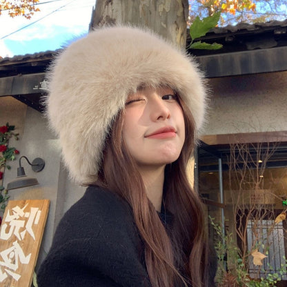 Warm Ear Protection Winter Hat For Women Snow Ski Cap Faux Fox Fur Bomber Windproof Russian Bonnet  1