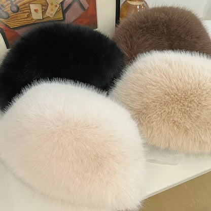 Warm Ear Protection Winter Hat For Women Snow Ski Cap Faux Fox Fur Bomber Windproof Russian Bonnet  3