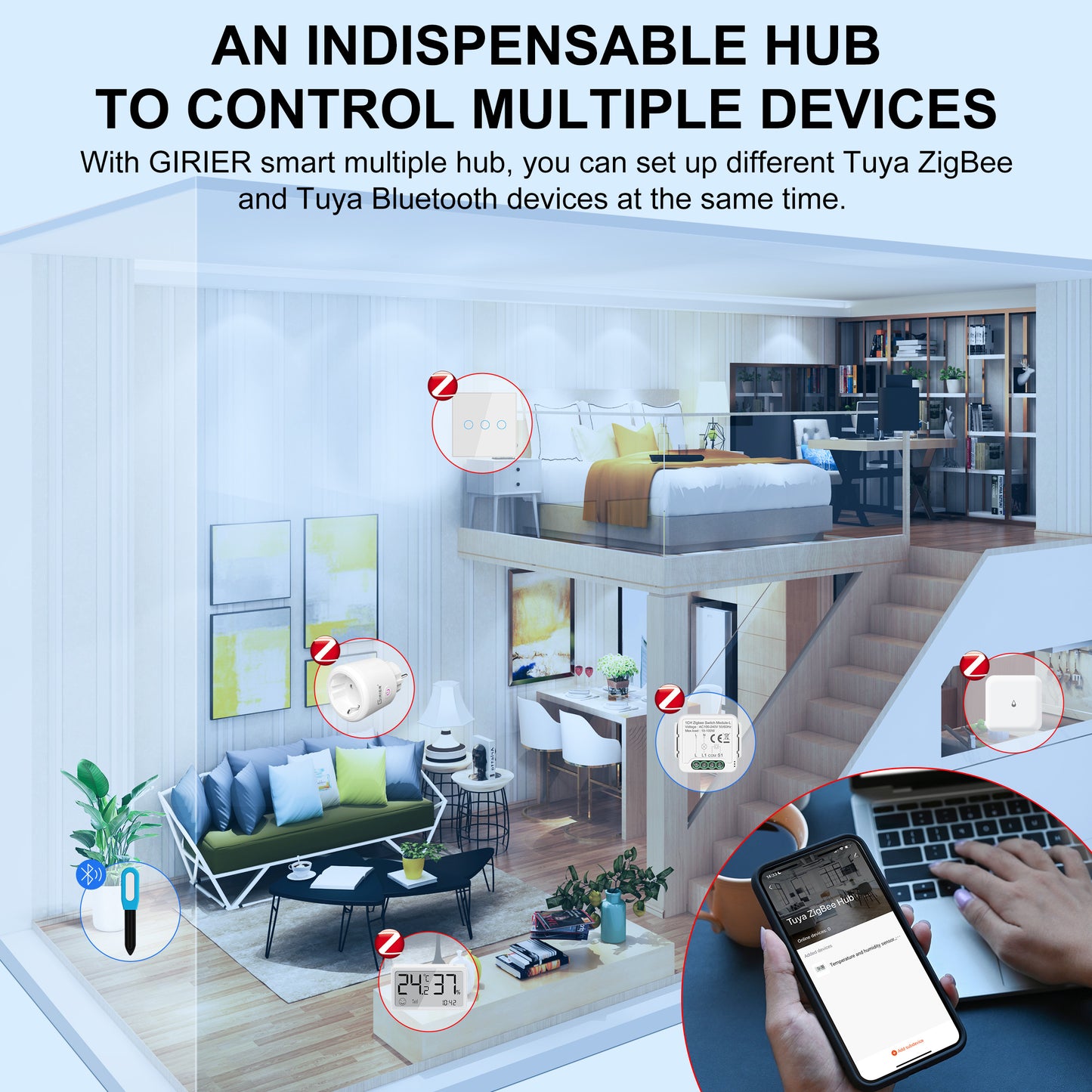 Gateway Hub With Antenna Smart Gateway Bridge For Home Automation Wired Mesh Hub Works With Alexa H 4