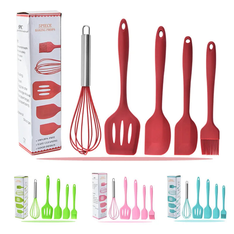 Kitchen Silicone Baking Tool Set, Cooking Spatula, Egg Oil Brush, Drain Beater, Cream Scraper Utensils