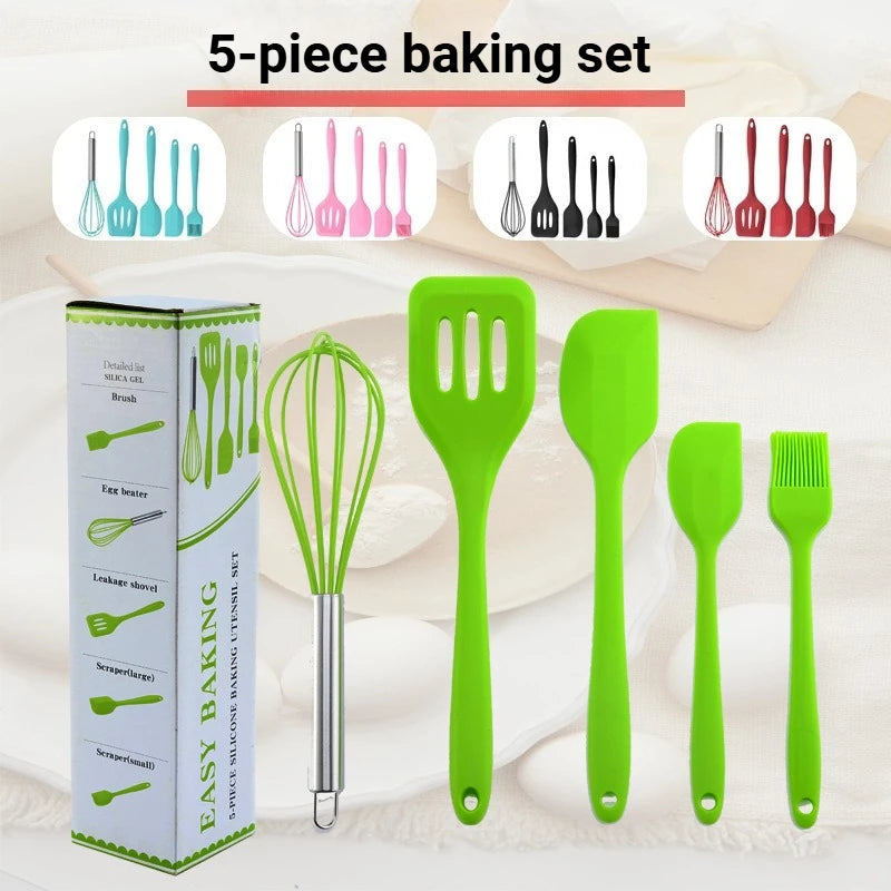 Kitchen Silicone Baking Tool Set, Cooking Spatula, Egg Oil Brush, Drain Beater, Cream Scraper Utensils