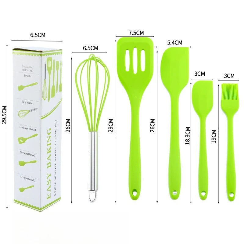 Kitchen Silicone Baking Tool Set, Cooking Spatula, Egg Oil Brush, Drain Beater, Cream Scraper Utensils