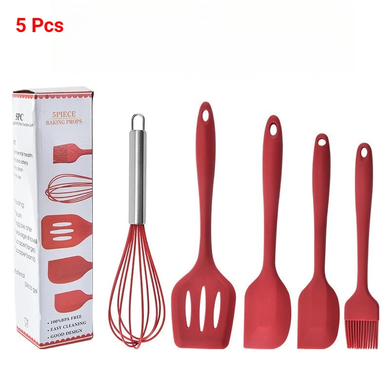 Kitchen Silicone Baking Tool Set, Cooking Spatula, Egg Oil Brush, Drain Beater, Cream Scraper Utensils