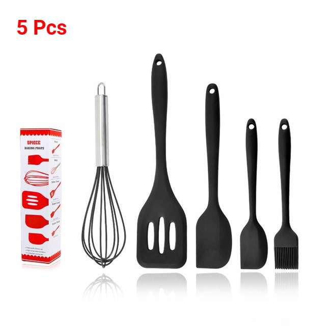 Kitchen Silicone Baking Tool Set, Cooking Spatula, Egg Oil Brush, Drain Beater, Cream Scraper Utensils