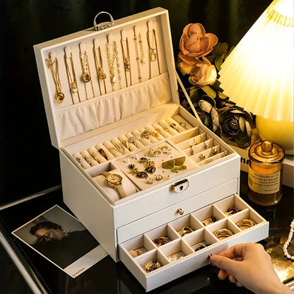 Large Capacity Multi-Layer Jewelry Storage Box, High-End Exquisite Necklace Earrings, Gold Jewelry Box