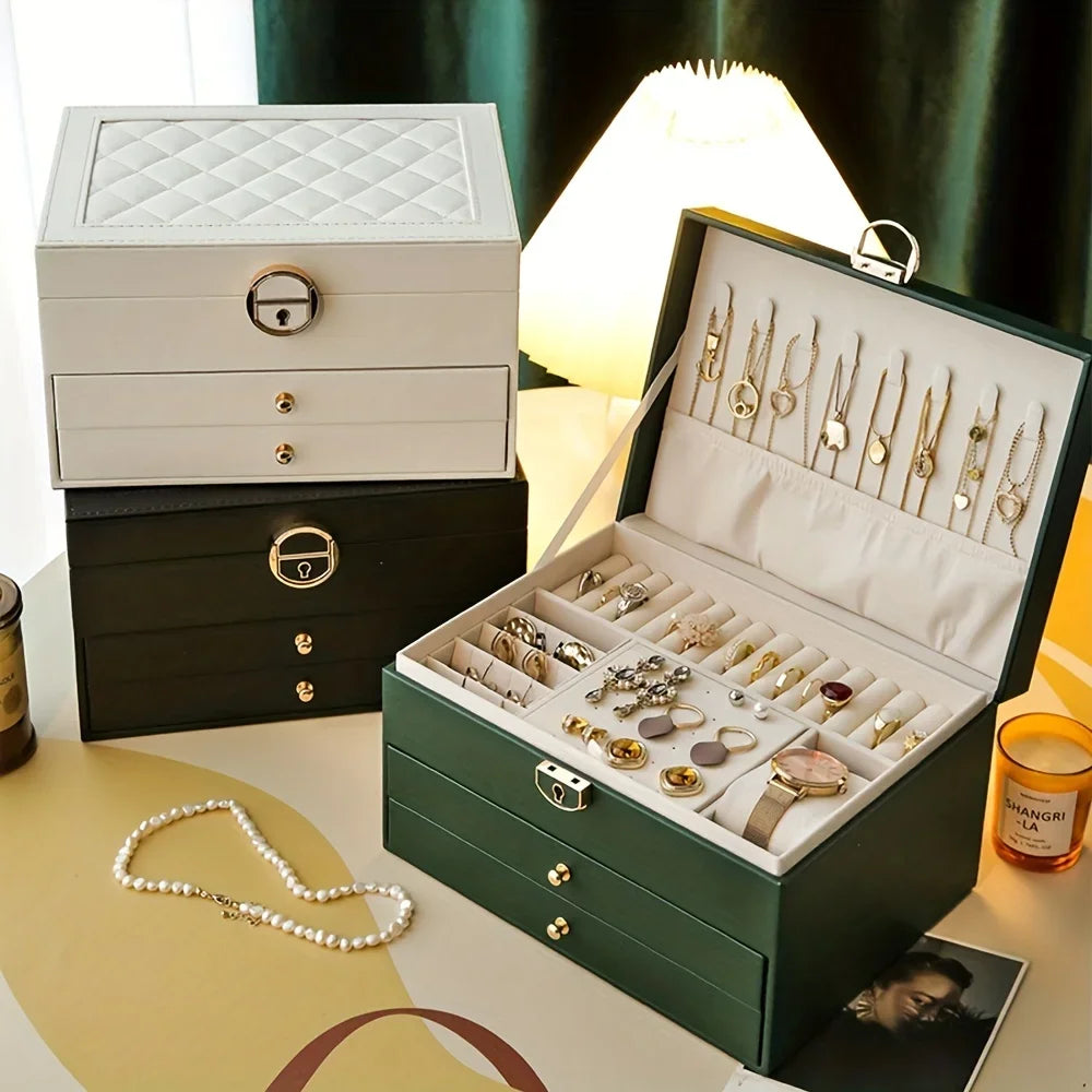 Large Capacity MultiLayer Jewelry Storage Box HighEnd Exquisite Necklace Earrings Gold Jewelry Box 1