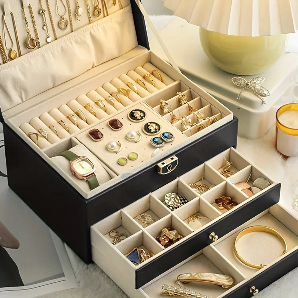 Large Capacity MultiLayer Jewelry Storage Box HighEnd Exquisite Necklace Earrings Gold Jewelry Box 6