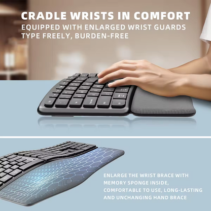 Comfortable Wireless Ergonomic Keyboard With Palm Rest MultiDevice Rechargeable Bluetooth Keyboard  3