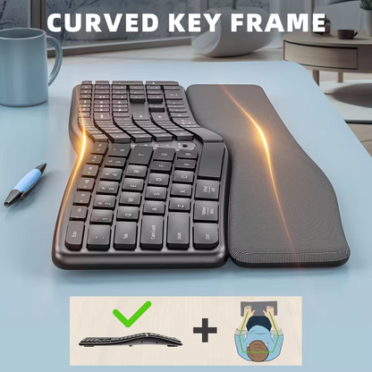 Comfortable Wireless Ergonomic Keyboard With Palm Rest MultiDevice Rechargeable Bluetooth Keyboard  5