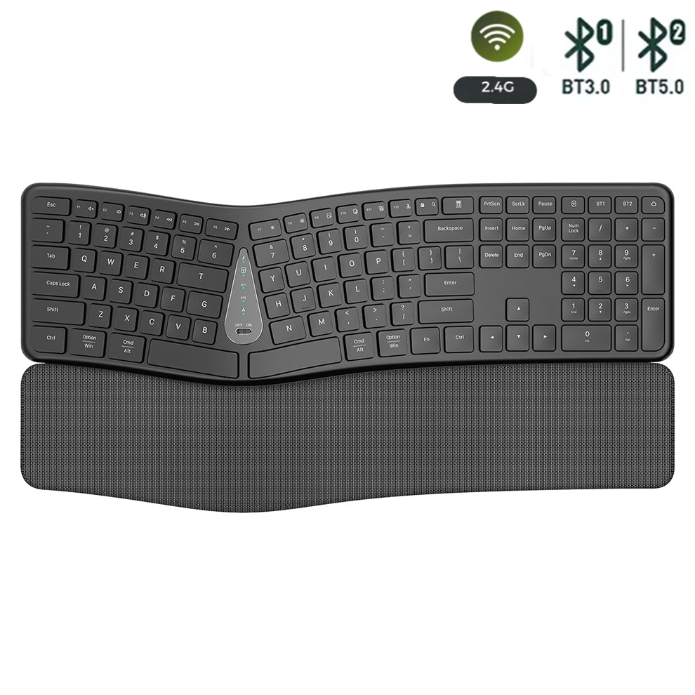 Comfortable Wireless Ergonomic Keyboard With Palm Rest MultiDevice Rechargeable Bluetooth Keyboard  6