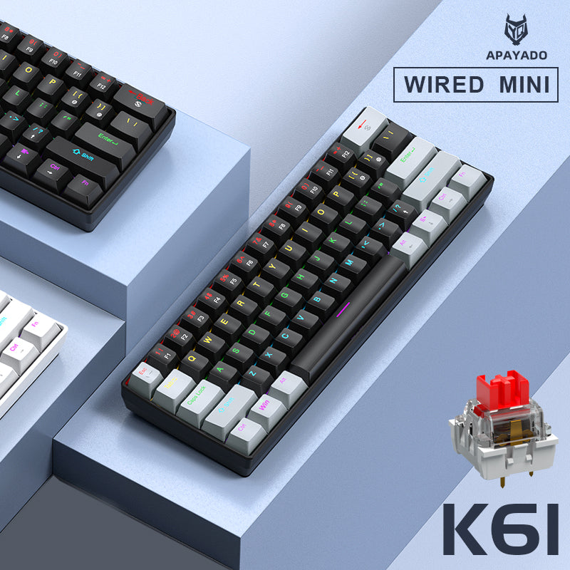 Mini Mechanical Keyboard, RGB Phantom Lighting, Wired Type-C, Blue/Red Switch, Portable Mechanical Keyboard