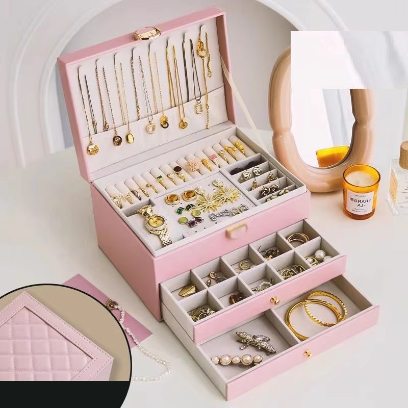 Large Capacity MultiLayer Jewelry Storage Box HighEnd Exquisite Necklace Earrings Gold Jewelry Box 11