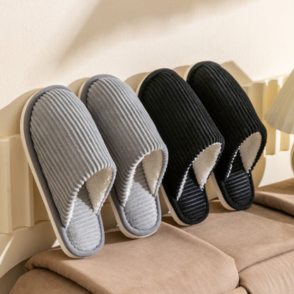 Non Slip Soft Shoes, Winter Warm Plush Men Slippers, Comfort Flat Heel Indoor Bedroom Slippers for Home